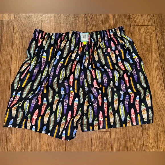 Spicy Tuna Surf Board Pattern Swim Trunks Size Large - Picture 2 of 9